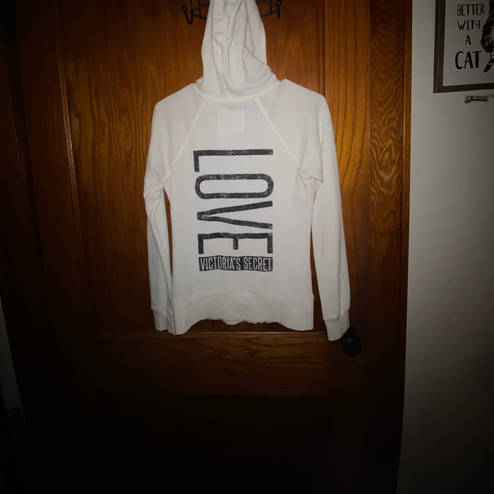 White Victoria secret zip up hoodie size xs